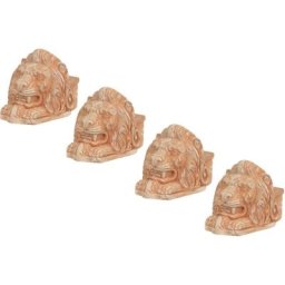 Biscottini - Set de 4 vases soucoupes à tête de lion en terre cuite toscane 100% Made in Italy