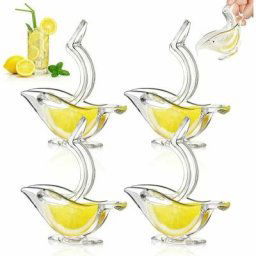 Presse-Citron Individuel Deluxe en Acrylique Transparent, Lot de 4 pièces Blancs. Presse-Agrumes