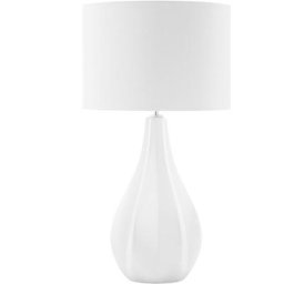 Lampe à Poser E27 Max 60W en Porcelaine Blanc et Beige Clair Base en poire Santee - Blanc