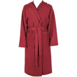 Emmevi - Peignoir Microfibre Moderne Couleur Unie Doux Homme Femme Ceinture Poches Capuche Bordeaux
