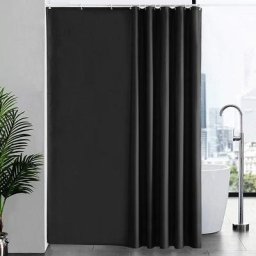 1 pice Rideau de Douche Anti Moisissure Tissu Lavable Noir Grand Rideaux de Bain en Polyester