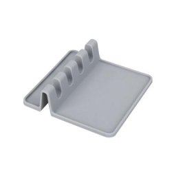 Grey - 1 Piece Silicone Spoon Holder Set, Chef's Spoon Holder, Utensil Holder with Drip Spout,