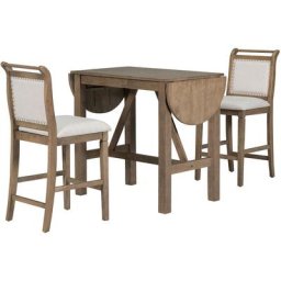 Table de bar avec tabouret de bar (90-150)x60x90cm Ensemble de 3 tables extensibles en bois massif