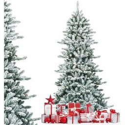 Sapin de Noël Artificiel Flocons de Neige 210cm avec 1108 Pointes Support Métallique Pliable Pomme
