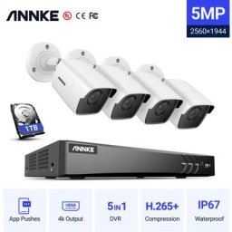 Système de caméra de vidéosurveillance 8 canaux Ultra hd 4K H.265 + dvr et caméras 4 × 5MP hd