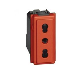 Prise à 2 broches 10-16 a 250 Vac 1 module rouge Bticino Living Now KR4180