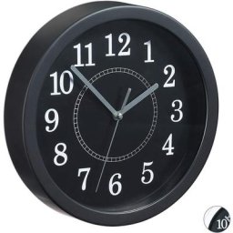 Horloge murale ronde, 20 cm, Petite pendule à accrocher au mur, design classique, piles, noire,