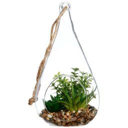 Atmosphera - Plante artificielle suspendue - pot goutte en verre - H19 - 5 cm créateur d'intérieur