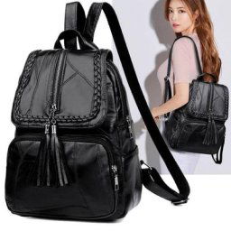 Sac à dos de loisirs en cuir PU souple pour femmes sac à main de voyage simple pour filles sacs