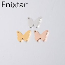 Fnixtar-breloques papillon poli miroir pour femmes en acier inoxydable fabrication de 11*14mm 20