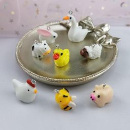 Pendentif boucle d'oreille en résine Animal famille abeille chien vache poulet cochon canard