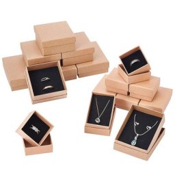Boîte à bijoux en carton kraft pour femme emballage avec éponge à l'intérieur bague collier