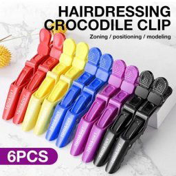 Pinces de coiffure en plastique pour l'été 6 pièces section à griffes pince crocodile de barbier
