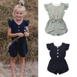Vêtements d'été pour petites filles combinaison une pièce manches à volants vêtements pour
