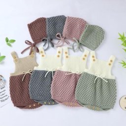 Combinaison tricotée à manches en coton pour bébé fille combishort pour nouveau-né vêtements en