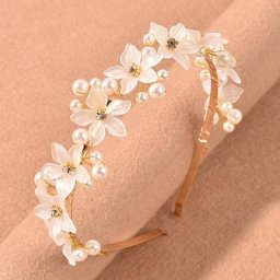 Cerceau de cheveux en acrylique blanc perle de luxe pour femme fleur tempérament bijoux bande de