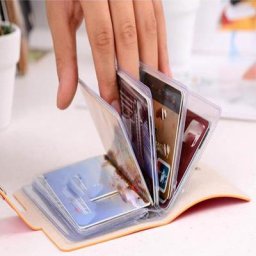Porte-carte de crédit en PVC de grande capacité pochette pour carte bancaire clip de stockage