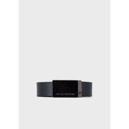 Emporio Armani Ceinture En Cuir Grainé Avec Plaque