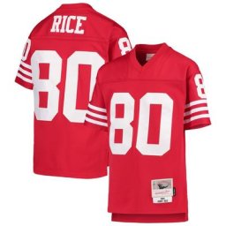 Jeunesse Mitchell & Ness Jerry Rice Scarlet San Francisco 49ers 1990 Legacy Joueur à la retraite Maillot