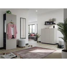 Ensemble meubles d'entrée Gala-L 4pcs 30 paires avec miroir Creme-graphite