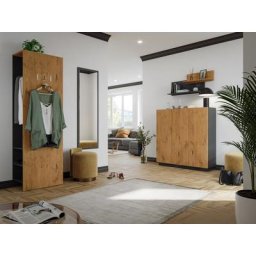 Ensemble meubles d'entrée Gala-L 4pcs 30 paires avec miroir Oak