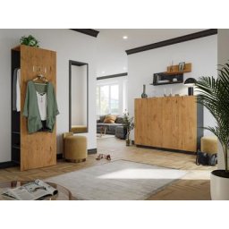 Meuble d'entrée vestiaire Gala-XL 4pcs meuble à chaussures 42 paires Oak