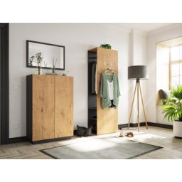 Meuble d'entrée vestiaire Gala-M 3pcs armoire à chaussures 24 paires Oak