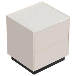 Table chevet Concepto M 50cm B quartz avec 2 tiroirs Push to Open Creme Graphite