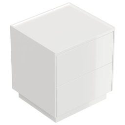 Table de chevet Concepto M 50cm B avec 2 tiroirs Push to Open Blanc brillant