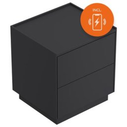 Table de chevet Somnia M 50cm B induction avec 2 tiroirs Push to Open Graphite