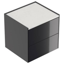 Table de chevet Somnia M 50cm A quartz ac 2 tiroirs Push to Open Graphite brill.