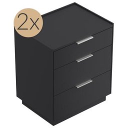 2x Tables de chevet Tamilis 60cm avec 3 tiroirs SoftClose Graphite