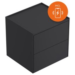 Table de chevet Somnia M 50cm A induction avec 2 tiroirs Push to Open Graphite