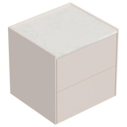 Table chevet Somnia M 50cm A quartz avec 2 tiroirs Push to Open Creme Graphite