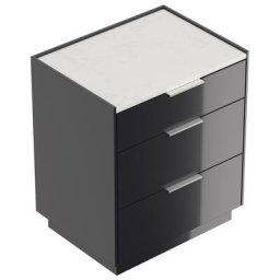 Table de chevet Tamilis 60cm quartz ac und 3 tiroirs SoftClose Graphite brillant