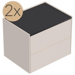 2x Tables de chevet Somnia L 60cm A avec 2 tiroirs Push to Open Creme Graphite