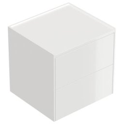 Table de chevet Somnia M 50cm A avec 2 tiroirs Push to Open Blanc brillant