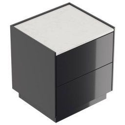 Table chevet Concepto M 50cm B quartz ac 2 tiroirs Push to Open Graphite bril.