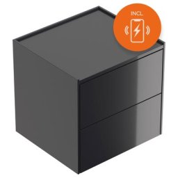 Table de chevet Somnia M 50cm A induction 2 tiroirs Push to Open Graphite brill.