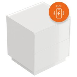 Table de chevet Somnia M 50cm B induction ac 2 tiroirs Push to Open Blanc brill.