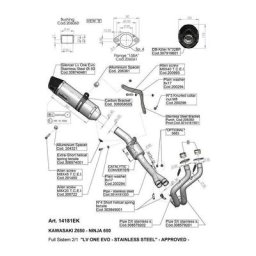 Sbk lv one evo 2/1 kawasaki z 650/NINJA 650 inox with catalyst full system 2/1