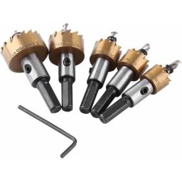 Akozon Jeu de Foret Coffret de Scies Cloches Drill 5pcs Titanium hss Foret Trou Scie Set Métallique