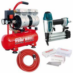 Prodif - Compresseur coaxial silencieux 6L SIL06J + Cloueur pneumatique AF506 makita + tuyau