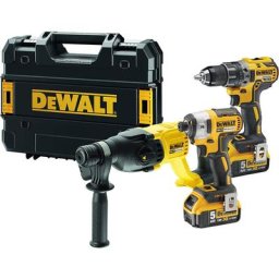 Pack de 3 outils 18V (DCD791/DCF887/DCH133) + 2 batteries 5Ah + chargeur + coffret t-stak Dewalt