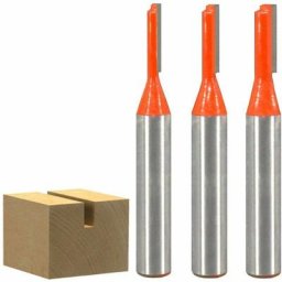 8mm Tige Straight Routeur Bit Set, 3pcs Fraise à rainurer Fraise à bois Coupe-flûte simple Mèches