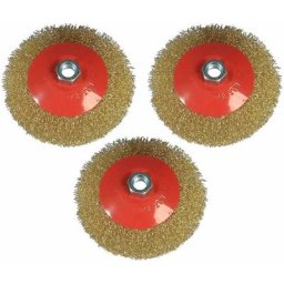 Lot de 3 brosses rondes de 125 mm de diamètre pour meuleuse d'angle - Support M14 - Brosse