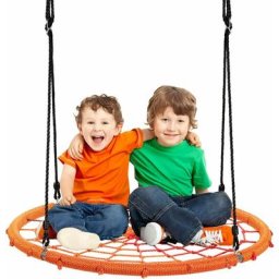 Balancoire Nid d'Oiseau Rond pour Enfant, Adulte Ø100CM avec Cordes de Suspensions Reglables