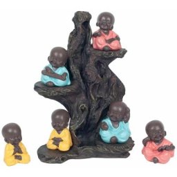 Figure de figurines de Bouddha Exposant avec 12 Buddhas 12U Multicolor Buddhas 11x18x26cm 22575