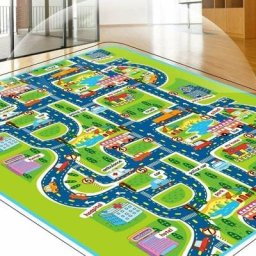FDC - Tapis de Jeu Rectangle Géant Circuit Voiture de Course Cadeau pour Bébé Enfant Tapis