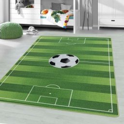Tapis pour Enfant Lavable - Tapis Chambre Enfant football (Vert - 160x230cm)
